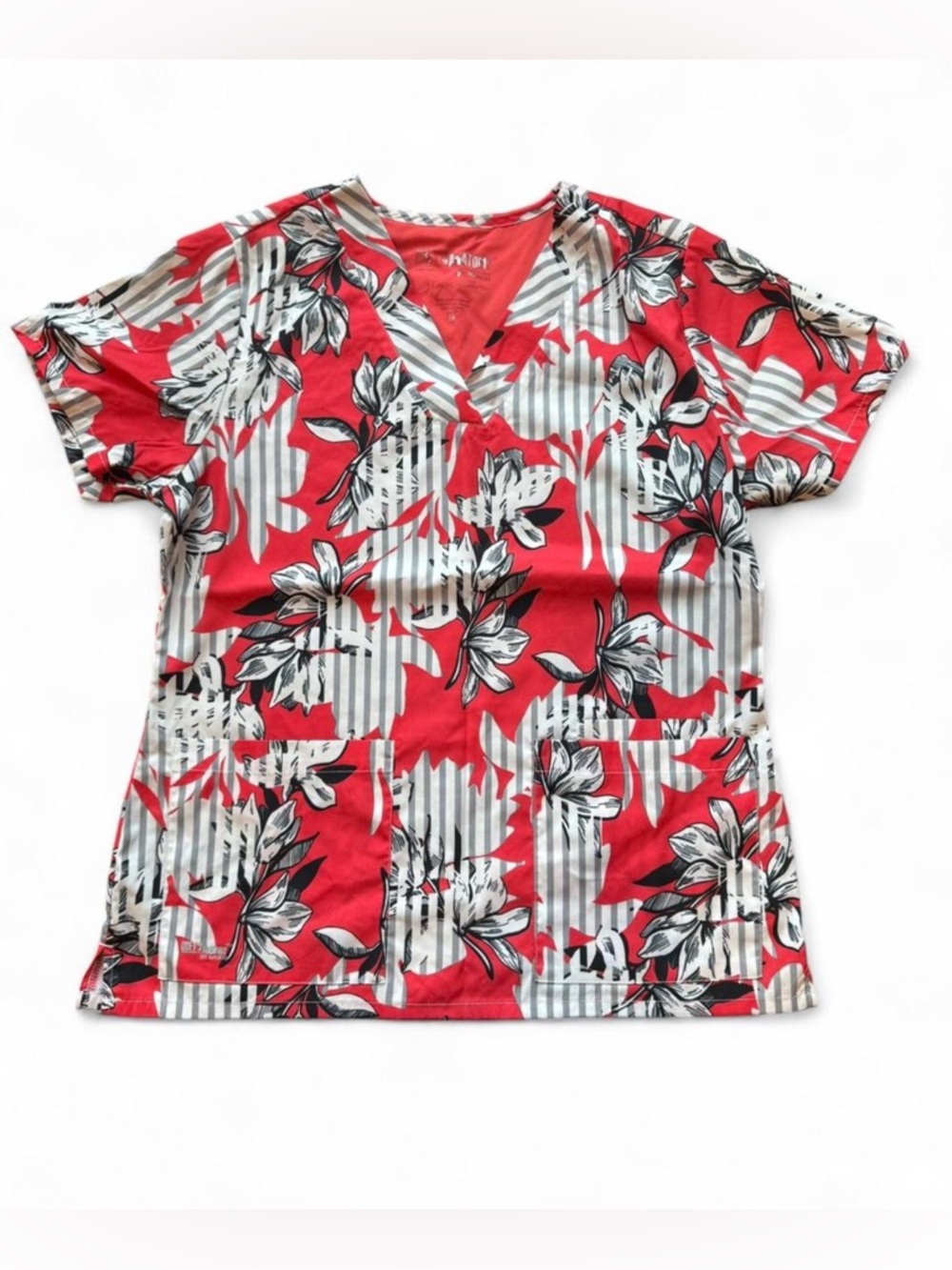 Red Floral Print Grey’s Anatomy Scrub Top Size Medium